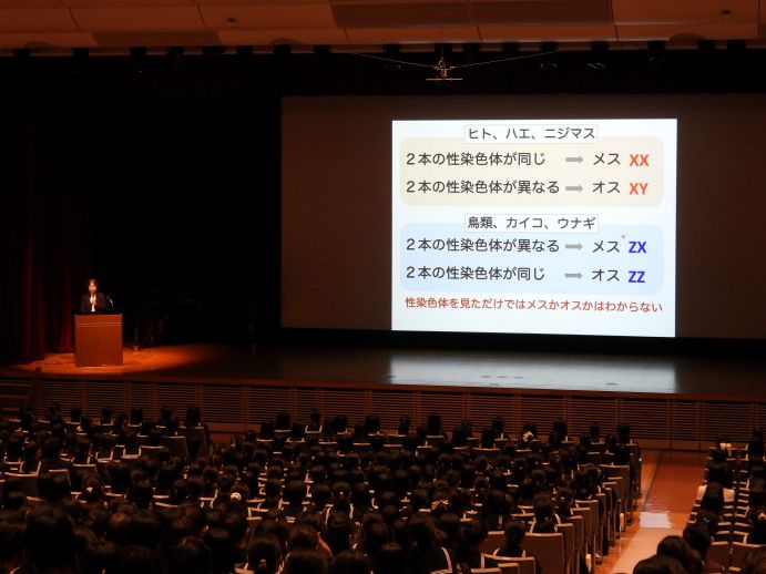 永田典子先生の講演 演題「女子校の皆さんへ伝えたい 生物学が語るメスとオスの世界」