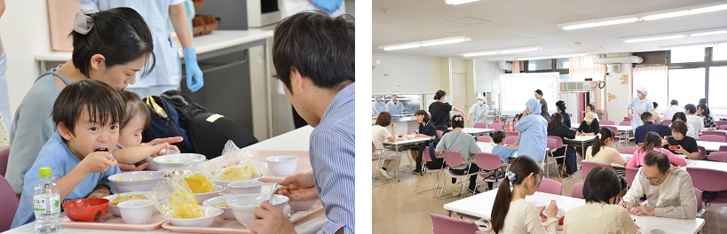 給食経営管理実習室は、食事に訪れた来場者で賑わいました