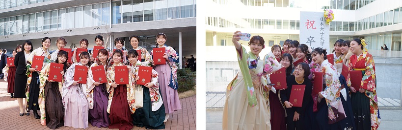 (写真)それぞれの研究室で、またお世話になった先生と写真撮影