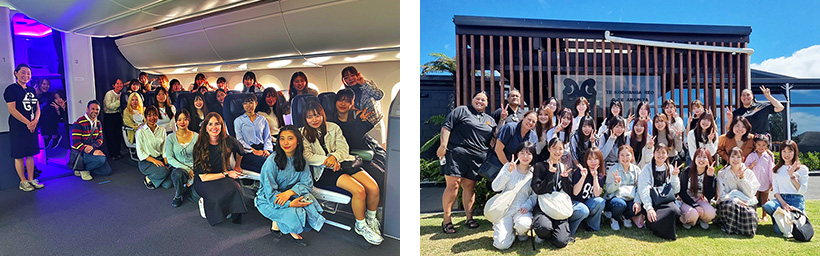 左：オークランド大学英語研修＋航空業界セミナーwith Air New Zealand　右：ニュージーランド幼児教育研修