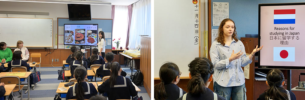 左から中国の留学生、オランダの留学生の発表