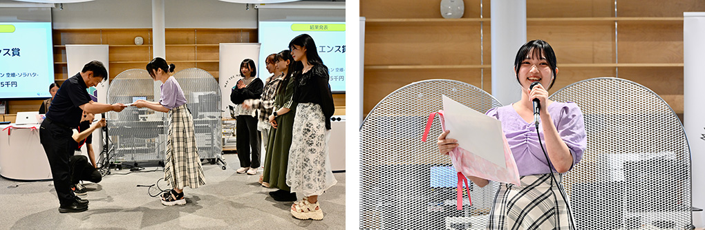 表彰されるチーム T-KHON。喜びのコメントが聞かれました。